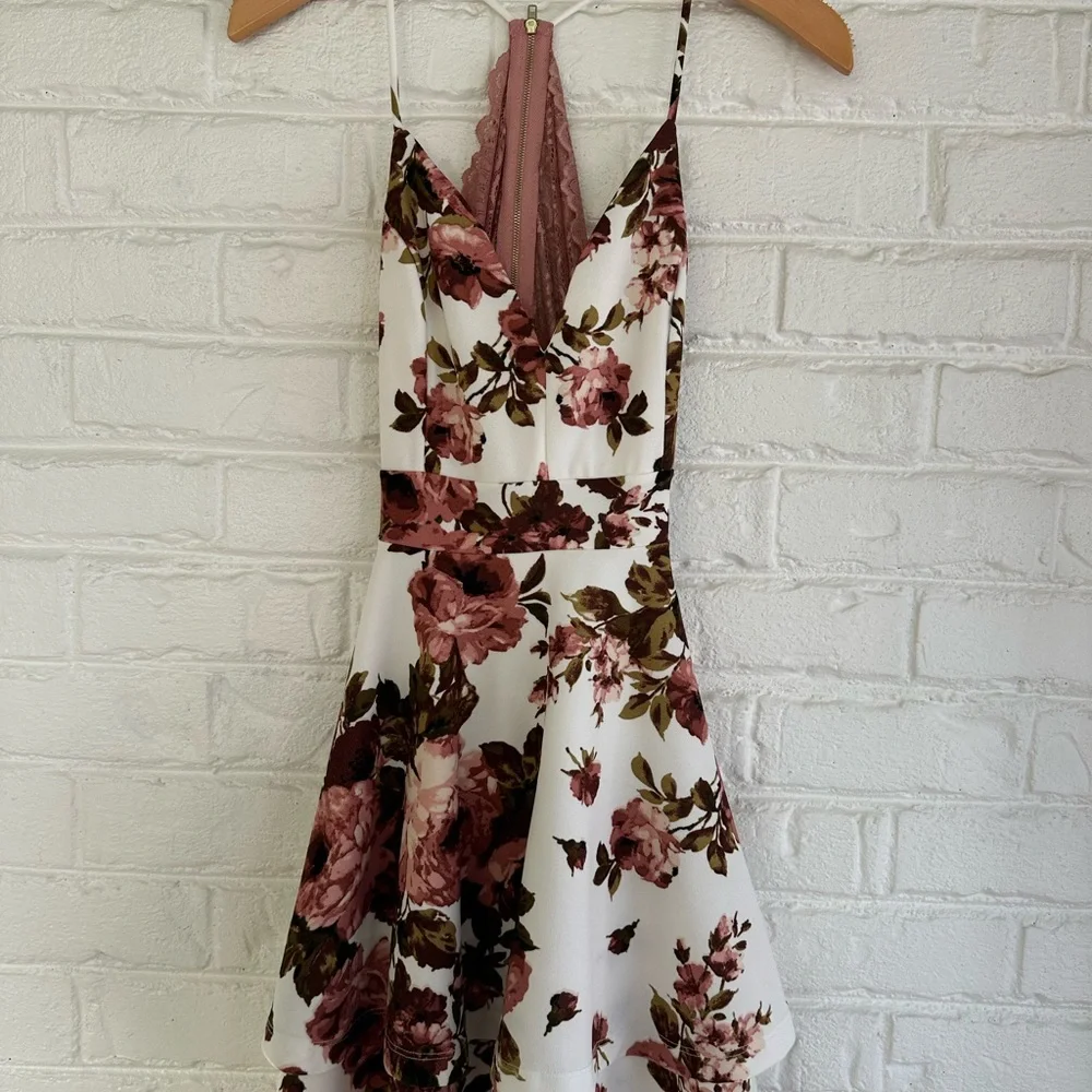 Windsor Floral Mini Dress - Pink and Brown - Picture 1 of 8